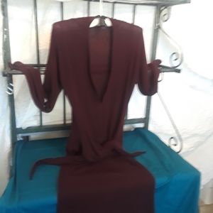 Donna Karan long brown sweater dress midi length